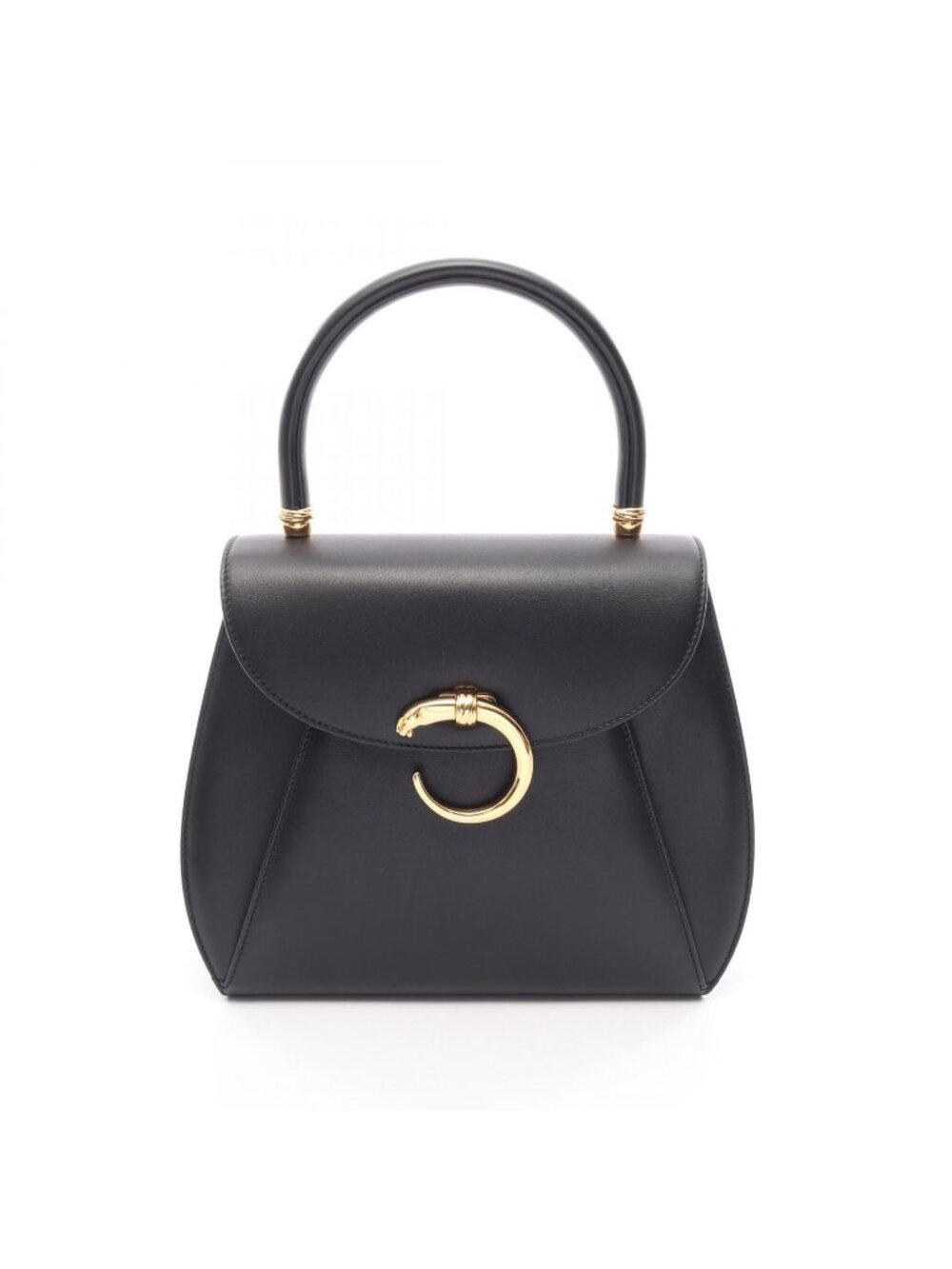 Cartier Handbag Panthere Black Leather Top Handle Bag